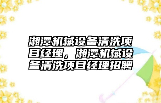 湘潭機械設備清洗項目經理，湘潭機械設備清洗項目經理招聘