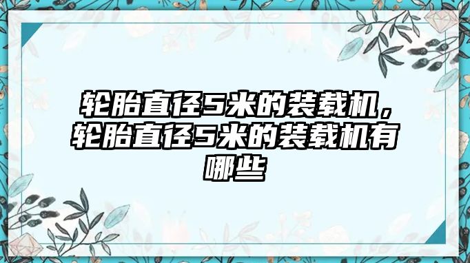 輪胎直徑5米的裝載機(jī)，輪胎直徑5米的裝載機(jī)有哪些