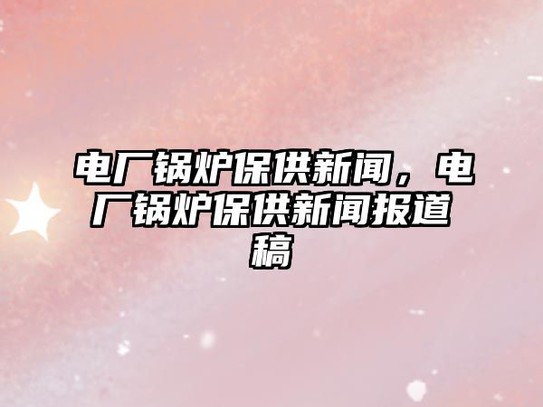 電廠鍋爐保供新聞，電廠鍋爐保供新聞報道稿