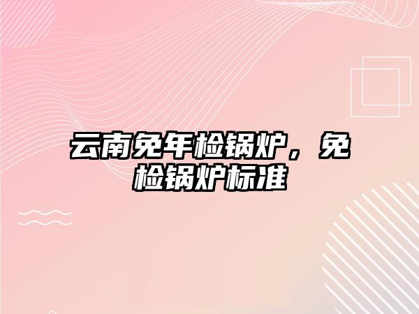 云南免年檢鍋爐，免檢鍋爐標準