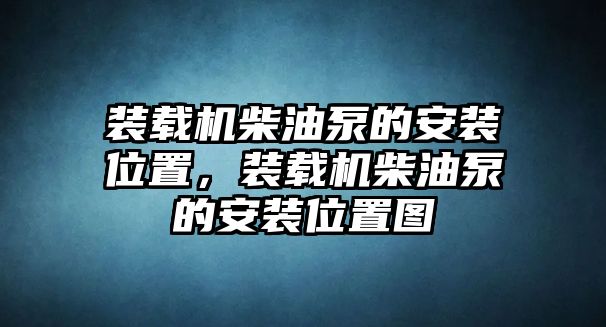 裝載機(jī)柴油泵的安裝位置，裝載機(jī)柴油泵的安裝位置圖