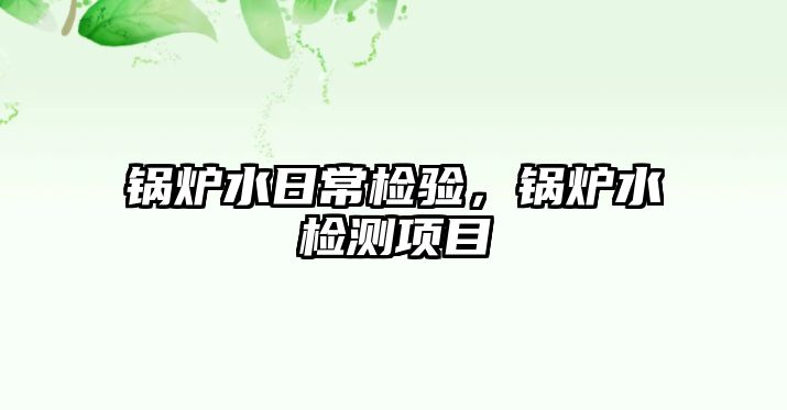 鍋爐水日常檢驗(yàn)，鍋爐水檢測(cè)項(xiàng)目