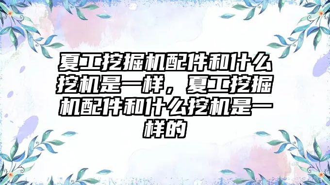 夏工挖掘機配件和什么挖機是一樣，夏工挖掘機配件和什么挖機是一樣的