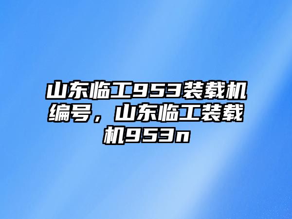 山東臨工953裝載機(jī)編號(hào)，山東臨工裝載機(jī)953n