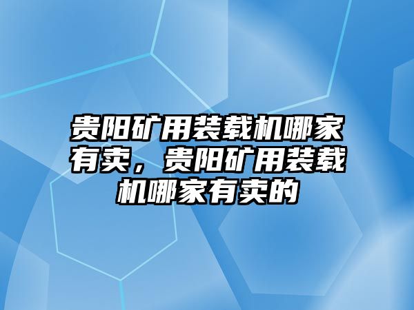 貴陽(yáng)礦用裝載機(jī)哪家有賣，貴陽(yáng)礦用裝載機(jī)哪家有賣的