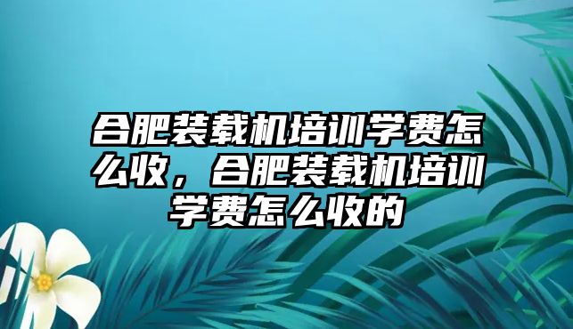 合肥裝載機(jī)培訓(xùn)學(xué)費(fèi)怎么收，合肥裝載機(jī)培訓(xùn)學(xué)費(fèi)怎么收的