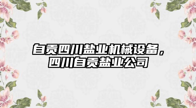 自貢四川鹽業(yè)機械設(shè)備，四川自貢鹽業(yè)公司