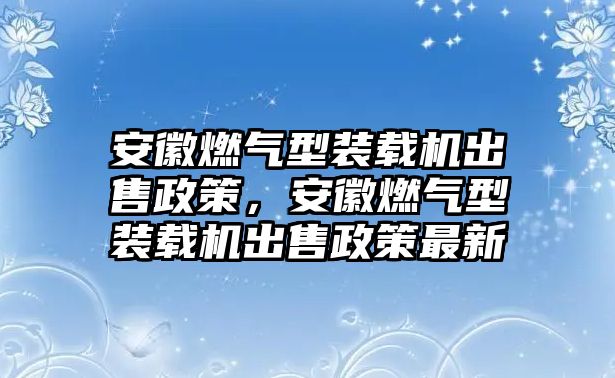 安徽燃氣型裝載機出售政策，安徽燃氣型裝載機出售政策最新