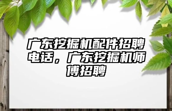 廣東挖掘機配件招聘電話，廣東挖掘機師傅招聘