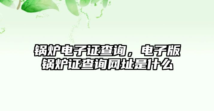 鍋爐電子證查詢，電子版鍋爐證查詢網(wǎng)址是什么