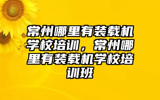 常州哪里有裝載機學校培訓，常州哪里有裝載機學校培訓班